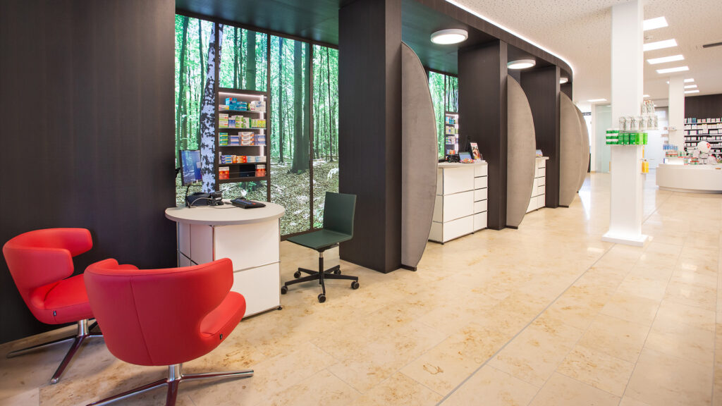 Individueller Innenausbau und Vitra für eine Apotheke in Borken